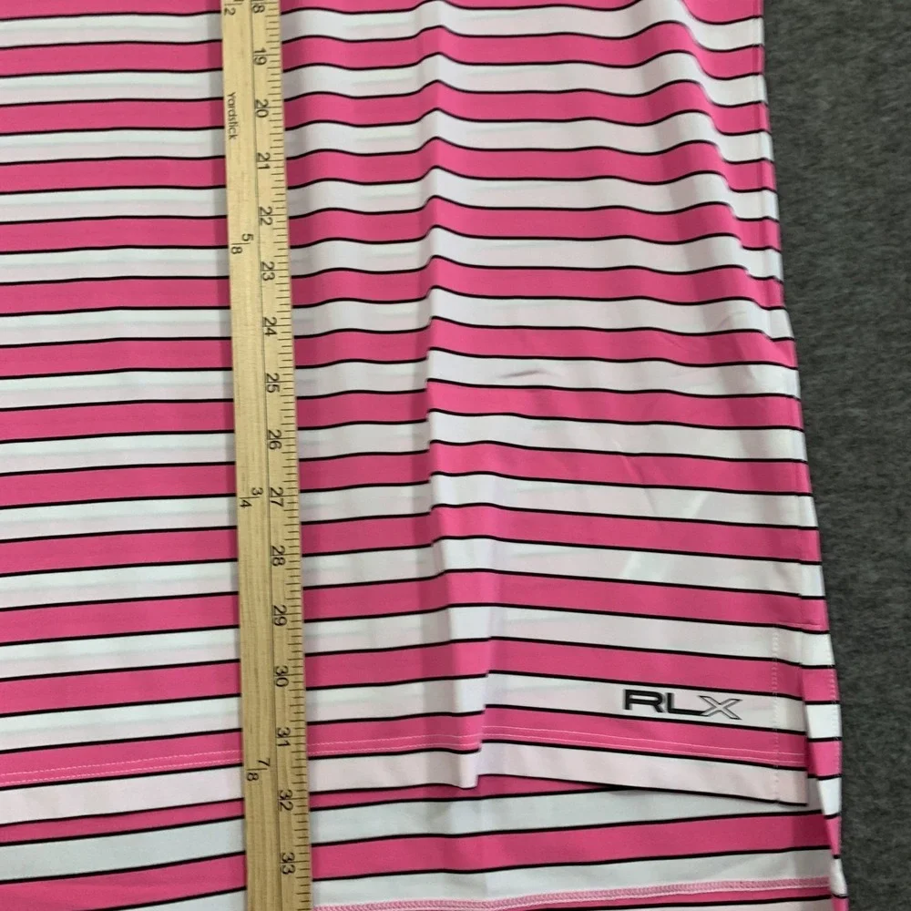 RLX Ralph Lauren Polo Shirt Mens XL Pink Stripe Golf Performance Stretch Summer